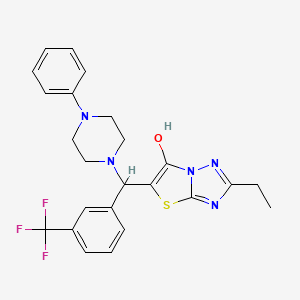 molecular formula C24H24F3N5OS B2641056 2-Ethyl-5-((4-phenylpiperazin-1-yl)(3-(trifluoromethyl)phenyl)methyl)thiazolo[3,2-b][1,2,4]triazol-6-ol CAS No. 886912-01-2