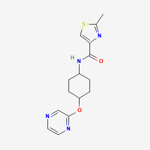 molecular formula C15H18N4O2S B2641058 2-methyl-N-((1r,4r)-4-(pyrazin-2-yloxy)cyclohexyl)thiazole-4-carboxamide CAS No. 2034395-60-1