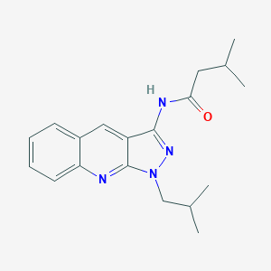 molecular formula C19H24N4O B264106 3-methyl-N-[1-(2-methylpropyl)-1H-pyrazolo[3,4-b]quinolin-3-yl]butanamide 