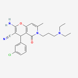 molecular formula C23H27ClN4O2 B2641080 2-氨基-4-(3-氯苯基)-6-(3-(二乙氨基)丙基)-7-甲基-5-氧代-5,6-二氢-4H-吡喃并[3,2-c]吡啶-3-碳腈 CAS No. 712296-23-6