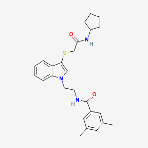 N-[2-[3-[2-(cyclopentylamino)-2-oxoethyl]sulfanylindol-1-yl]ethyl]-3,5-dimethylbenzamide