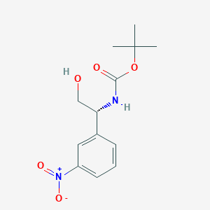 molecular formula C13H18N2O5 B2641104 tert-butyl N-[(1R)-2-hydroxy-1-(3-nitrophenyl)ethyl]carbamate CAS No. 2470279-08-2