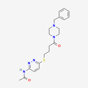 molecular formula C21H27N5O2S B2641111 N-(6-((4-(4-苄基哌嗪-1-基)-4-氧代丁基)硫代)吡啶嗪-3-基)乙酰胺 CAS No. 1105247-49-1