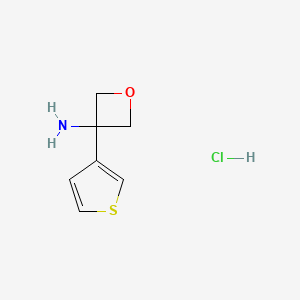 molecular formula C7H10ClNOS B2641120 3-Thiophen-3-yloxetan-3-amine;hydrochloride CAS No. 2551115-05-8