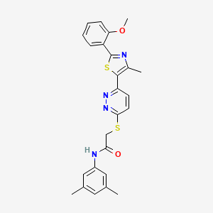 molecular formula C25H24N4O2S2 B2641148 N-(3,5-二甲苯基)-2-((6-(2-(2-甲氧苯基)-4-甲基噻唑-5-基)嘧啶-3-基)硫代)乙酰胺 CAS No. 954661-97-3