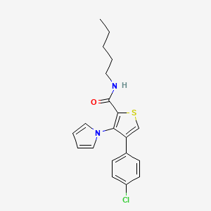 molecular formula C20H21ClN2OS B2641177 4-(4-chlorophenyl)-N-pentyl-3-(1H-pyrrol-1-yl)thiophene-2-carboxamide CAS No. 1358376-86-9