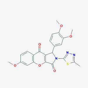 molecular formula C23H19N3O6S B264118 1-(3,4-Dimethoxyphenyl)-6-methoxy-2-(5-methyl-1,3,4-thiadiazol-2-yl)-1,2-dihydrochromeno[2,3-c]pyrrole-3,9-dione 