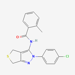 N-(2-(4-chlorophenyl)-4,6-dihydro-2H-thieno[3,4-c]pyrazol-3-yl)-2-methylbenzamide