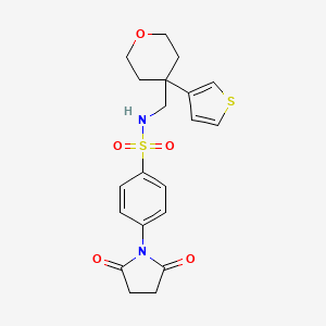 4-(2,5-dioxopyrrolidin-1-yl)-N-((4-(thiophen-3-yl)tetrahydro-2H-pyran-4-yl)methyl)benzenesulfonamide