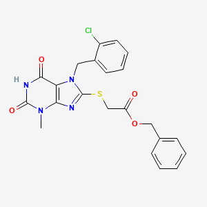 molecular formula C22H19ClN4O4S B2641186 benzyl 2-((7-(2-chlorobenzyl)-3-methyl-2,6-dioxo-2,3,6,7-tetrahydro-1H-purin-8-yl)thio)acetate CAS No. 377049-79-1