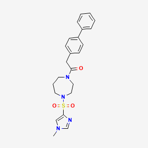 molecular formula C23H26N4O3S B2641199 2-([1,1'-biphenyl]-4-yl)-1-(4-((1-methyl-1H-imidazol-4-yl)sulfonyl)-1,4-diazepan-1-yl)ethanone CAS No. 1903504-37-9