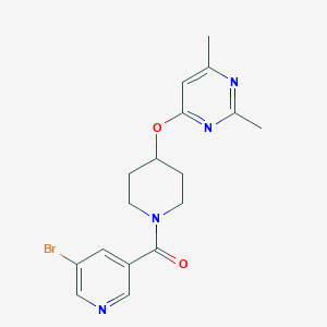 molecular formula C17H19BrN4O2 B2641201 (5-Bromopyridin-3-yl)(4-((2,6-dimethylpyrimidin-4-yl)oxy)piperidin-1-yl)methanone CAS No. 2034396-01-3
