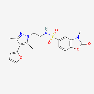 N-(2-(4-(furan-2-yl)-3,5-dimethyl-1H-pyrazol-1-yl)ethyl)-3-methyl-2-oxo-2,3-dihydrobenzo[d]oxazole-5-sulfonamide