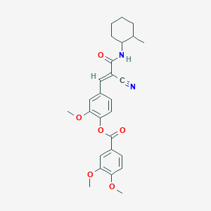 [4-[(E)-2-Cyano-3-[(2-methylcyclohexyl)amino]-3-oxoprop-1-enyl]-2-methoxyphenyl] 3,4-dimethoxybenzoate