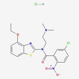 molecular formula C20H22Cl2N4O4S B2641228 5-氯-N-(2-(二甲氨基)乙基)-N-(4-乙氧基苯并[d]噻唑-2-基)-2-硝基苯甲酰胺盐酸盐 CAS No. 1215558-84-1