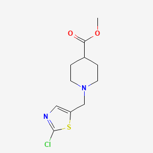 molecular formula C11H15ClN2O2S B2641232 甲酸1-[(2-氯-1,3-噻唑-5-基)甲基]-4-哌啶甲酸酯 CAS No. 454473-62-2