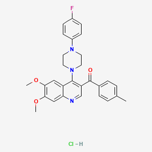 molecular formula C29H29ClFN3O3 B2641245 4-[4-(4-Fluorophenyl)piperazin-1-yl]-6,7-dimethoxy-3-(4-methylbenzoyl)quinoline hydrochloride CAS No. 2097902-56-0
