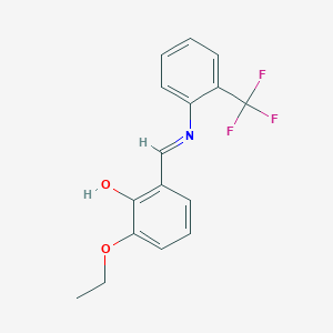 molecular formula C16H14F3NO2 B2641255 2-ethoxy-6-((E)-{[2-(trifluoromethyl)phenyl]imino}methyl)phenol CAS No. 1232823-41-4