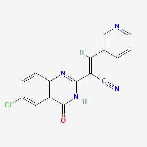 molecular formula C16H9ClN4O B2641259 （E）-2-(6-氯-4-氧代-3,4-二氢喹唑啉-2-基)-3-(吡啶-3-基)丙烯腈 CAS No. 328036-10-8