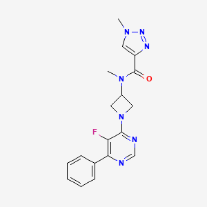 molecular formula C18H18FN7O B2641260 N-[1-(5-Fluoro-6-phenylpyrimidin-4-yl)azetidin-3-yl]-N,1-dimethyltriazole-4-carboxamide CAS No. 2380086-93-9