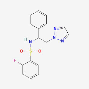 2-fluoro-N-(1-phenyl-2-(2H-1,2,3-triazol-2-yl)ethyl)benzenesulfonamide