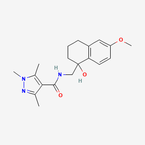 molecular formula C19H25N3O3 B2641288 N-((1-hydroxy-6-methoxy-1,2,3,4-tetrahydronaphthalen-1-yl)methyl)-1,3,5-trimethyl-1H-pyrazole-4-carboxamide CAS No. 2034442-92-5