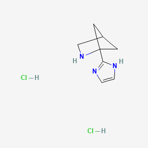 molecular formula C8H13Cl2N3 B2641292 1-(1H-imidazol-2-yl)-2-azabicyclo[2.1.1]hexane dihydrochloride CAS No. 2044744-70-7