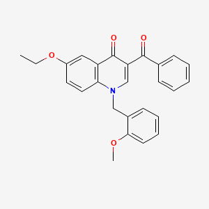 molecular formula C26H23NO4 B2641293 3-Benzoyl-6-ethoxy-1-[(2-methoxyphenyl)methyl]-1,4-dihydroquinolin-4-one CAS No. 866589-63-1