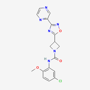 molecular formula C17H15ClN6O3 B2641304 N-(5-氯-2-甲氧基苯基)-3-(3-(吡嗪-2-基)-1,2,4-恶二唑-5-基)氮杂环丁烷-1-甲酰胺 CAS No. 1324674-64-7