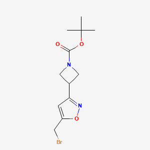 molecular formula C12H17BrN2O3 B2641305 Tert-butyl 3-[5-(bromomethyl)-1,2-oxazol-3-yl]azetidine-1-carboxylate CAS No. 2287341-05-1