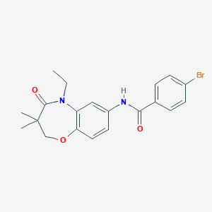 molecular formula C20H21BrN2O3 B2641326 4-bromo-N-(5-ethyl-3,3-dimethyl-4-oxo-2,3,4,5-tetrahydrobenzo[b][1,4]oxazepin-7-yl)benzamide CAS No. 921559-89-9