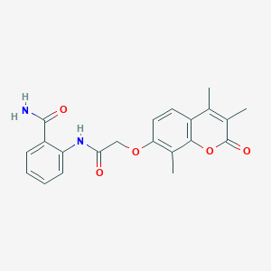 molecular formula C21H20N2O5 B264133 2-({[(3,4,8-trimethyl-2-oxo-2H-chromen-7-yl)oxy]acetyl}amino)benzamide 