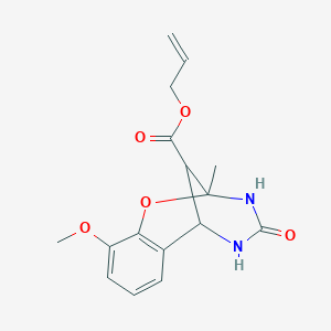 molecular formula C16H18N2O5 B2641345 allyl 10-methoxy-2-methyl-4-oxo-3,4,5,6-tetrahydro-2H-2,6-methano-1,3,5-benzoxadiazocine-11-carboxylate CAS No. 1291870-37-5