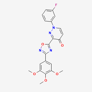 molecular formula C21H17FN4O5 B2641351 1-(3-Fluorophenyl)-3-[3-(3,4,5-trimethoxyphenyl)-1,2,4-oxadiazol-5-yl]-1,4-dihydropyridazin-4-one CAS No. 1115898-60-6