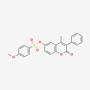 molecular formula C23H18O6S B2641394 4-methyl-2-oxo-3-phenyl-2H-chromen-6-yl 4-methoxybenzenesulfonate CAS No. 869341-61-7