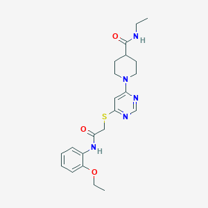 molecular formula C22H29N5O3S B2641412 1-[6-[2-(2-Ethoxyanilino)-2-oxoethyl]sulfanylpyrimidin-4-yl]-N-ethylpiperidine-4-carboxamide CAS No. 1251688-28-4