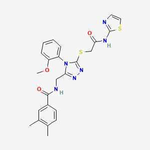 molecular formula C24H24N6O3S2 B2641414 N-((4-(2-甲氧基苯基)-5-((2-氧代-2-(噻唑-2-ylamino)乙基)硫代)-4H-1,2,4-三唑-3-基)甲基)-3,4-二甲基苯甲酰胺 CAS No. 391939-77-8