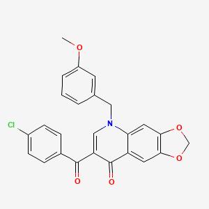 molecular formula C25H18ClNO5 B2641420 7-(4-氯苯甲酰基)-5-[(3-甲氧苯基)甲基]-2H,5H,8H-[1,3]二氧杂环[4,5-g]喹啉-8-酮 CAS No. 866588-39-8