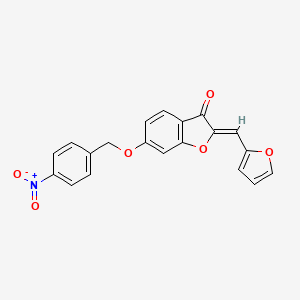 molecular formula C20H13NO6 B2641423 (Z)-2-(furan-2-ylmethylene)-6-((4-nitrobenzyl)oxy)benzofuran-3(2H)-one CAS No. 622801-72-3