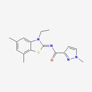 N-(3-ethyl-5,7-dimethylbenzo[d]thiazol-2(3H)-ylidene)-1-methyl-1H-pyrazole-3-carboxamide