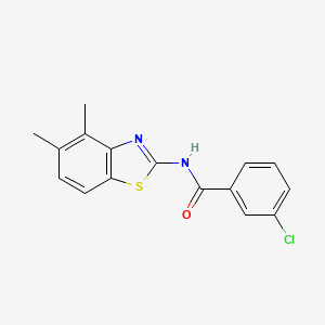 molecular formula C16H13ClN2OS B2641434 3-chloro-N-(4,5-dimethyl-1,3-benzothiazol-2-yl)benzamide CAS No. 940444-82-6