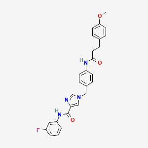 molecular formula C27H25FN4O3 B2641435 N-(3-氟苯基)-1-(4-(3-(4-甲氧基苯基)丙酰胺)苄基)-1H-咪唑-4-甲酰胺 CAS No. 1251603-97-0