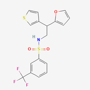 molecular formula C17H14F3NO3S2 B2641442 N-[2-(furan-2-yl)-2-(thiophen-3-yl)ethyl]-3-(trifluoromethyl)benzene-1-sulfonamide CAS No. 2097934-28-4