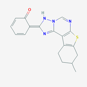 molecular formula C18H16N4OS B264145 (6Z)-6-(13-methyl-10-thia-3,5,6,8-tetrazatetracyclo[7.7.0.02,6.011,16]hexadeca-1(9),2,7,11(16)-tetraen-4-ylidene)cyclohexa-2,4-dien-1-one 