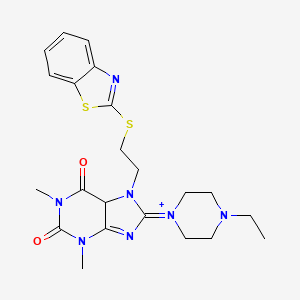 molecular formula C22H27N7O2S2 B2641473 7-[2-(1,3-benzothiazol-2-ylsulfanyl)ethyl]-8-(4-ethylpiperazin-1-yl)-1,3-dimethyl-2,3,6,7-tetrahydro-1H-purine-2,6-dione CAS No. 501352-42-7