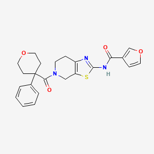 molecular formula C23H23N3O4S B2641482 N-(5-(4-苯基四氢-2H-吡喃-4-羰基)-4,5,6,7-四氢噻唑并[5,4-c]吡啶-2-基)呋喃-3-甲酰胺 CAS No. 1428362-90-6