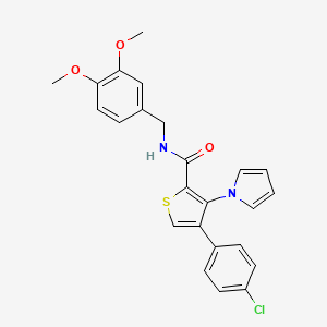 molecular formula C24H21ClN2O3S B2641484 4-(4-氯苯基)-N-(3,4-二甲氧基苄基)-3-(1H-吡咯-1-基)噻吩-2-甲酰胺 CAS No. 1291832-14-8