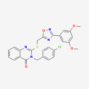 molecular formula C26H21ClN4O4S B2641488 3-(4-chlorobenzyl)-2-(((3-(3,5-dimethoxyphenyl)-1,2,4-oxadiazol-5-yl)methyl)thio)quinazolin-4(3H)-one CAS No. 2034368-78-8