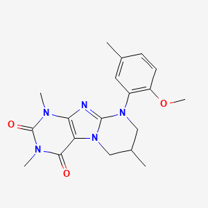 molecular formula C19H23N5O3 B2641489 9-(2-methoxy-5-methylphenyl)-1,3,7-trimethyl-7,8-dihydro-6H-purino[7,8-a]pyrimidine-2,4-dione CAS No. 887696-12-0