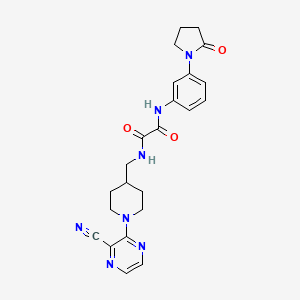 molecular formula C23H25N7O3 B2641498 N1-((1-(3-cyanopyrazin-2-yl)piperidin-4-yl)methyl)-N2-(3-(2-oxopyrrolidin-1-yl)phenyl)oxalamide CAS No. 1797059-04-1
